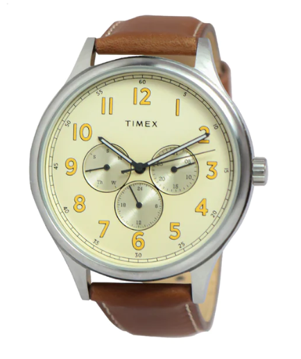 Timex 发现者多功能腕表 43mm 牛皮表带 TW00NTD58E。